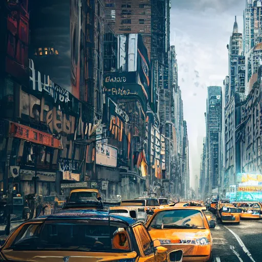 Image similar to New York City 1000 years in the future, award winning photorealistic art 4K photography trending on artstation