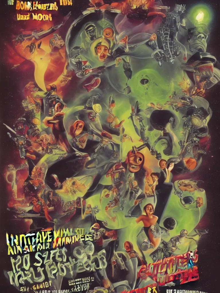 Prompt: Hollywood sci-fi movie poster for salad monsters from outer space!