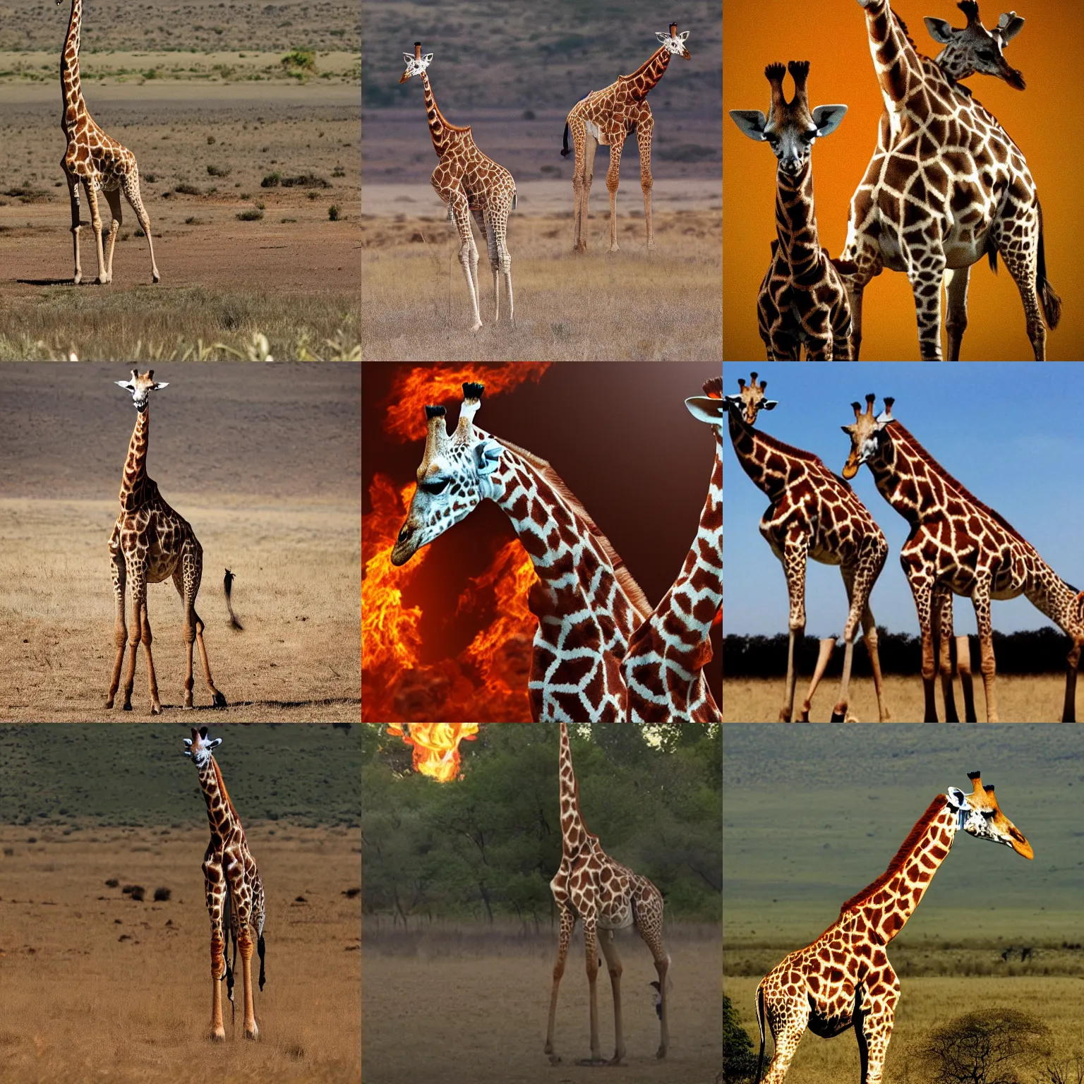 Prompt: giraffe dancing in the hell, scary