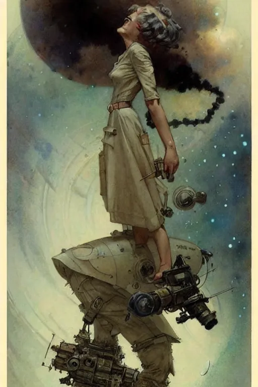 Image similar to (((((1950s science fiction cover art . muted colors.))))) by Jean-Baptiste Monge !!!!!!!!!!!!!!!!!!!!!!!!!!!