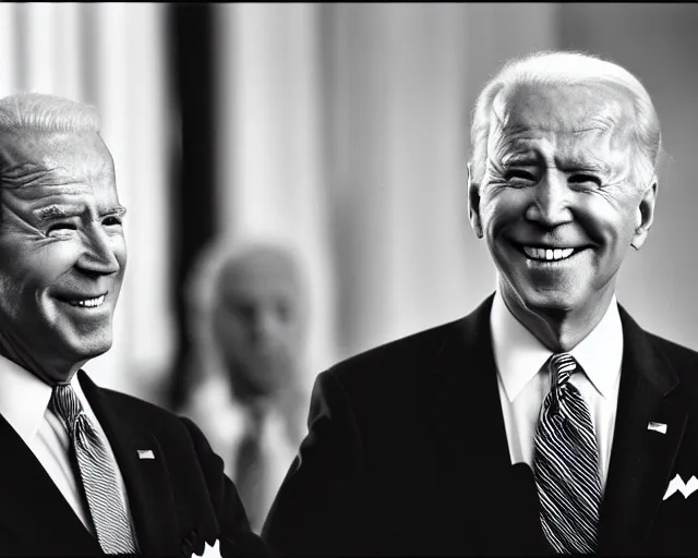 Image similar to president joe biden face to face with president joe biden, nikon 3 5 mm, photograph