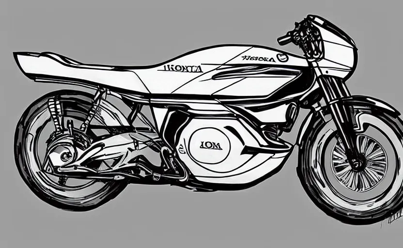 Image similar to 1 9 8 0 s honda sport motorcycle concept, sketch, art,