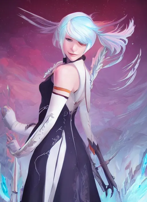 Prompt: portrait of weiss schnee from rwby. digital art by magali villeneuve, ross tran, and nasreddine dinet. vibrant color scheme, intricately detailed, in the style of romanticism. artstation