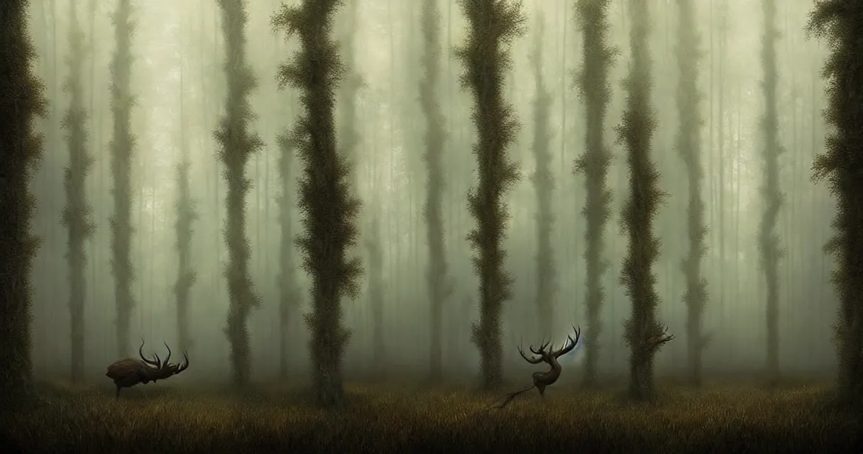 Prompt: epic professional digital art of startling hungry foreboding forest, faint golden moody atmospheric lighting, painted, intricate, detailed, detailed, foreboding, by leesha hannigan, wayne haag, reyna rochin, ignacio fernandez rios, mark ryden, iris van herpen,, epic, stunning, gorgeous, much wow, cinematic, masterpiece.