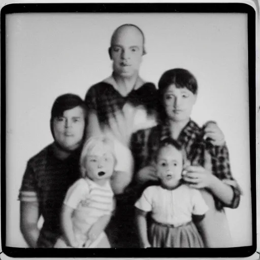 Image similar to family photo of a zombie family poloroid,