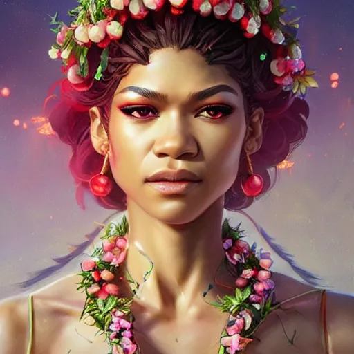 Prompt: zendaya as the goddess of cherry blossems, art by artgerm and greg rutkowski and sakimichan, trending on artstation