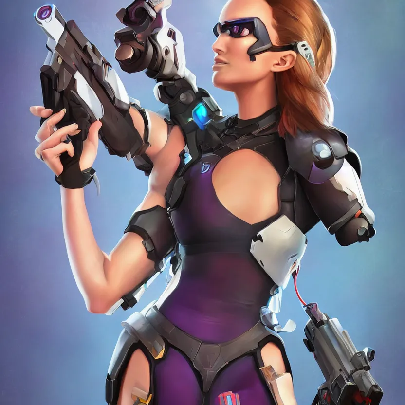 Image similar to natalie portman as an overwatch character, digital art in the style of Mad Dog Jones