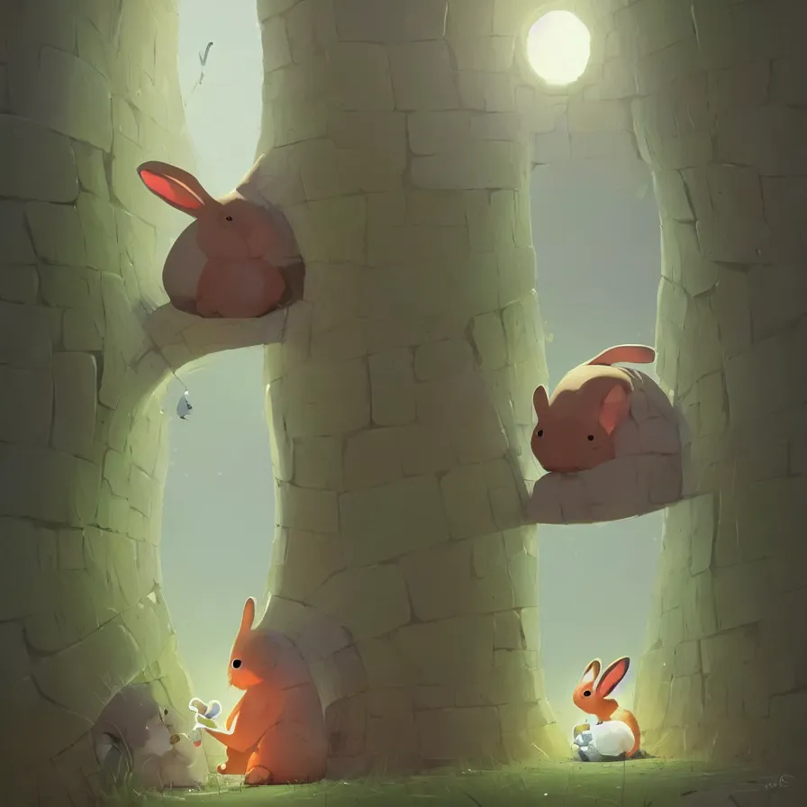 Prompt: Goro Fujita illustrating a beautiful bunny entering its burrow, in the image I know all the passageways and labyrinths of the underground rabbit house, art by Goro Fujita, sharp focus, highly detailed, ArtStation