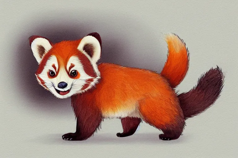 Prompt: cute cartoon drawing of a red panda waking up from bed yawning and stretching, character art, painting, trending on artstation