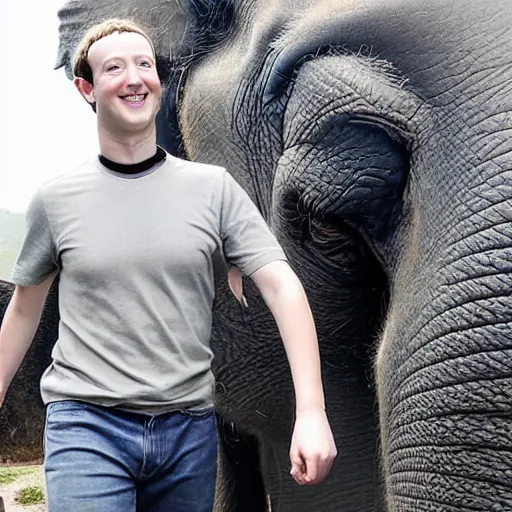 Prompt: Mark Zuckerberg riding an elephant