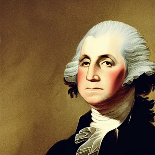 Image similar to high-quality selfie taken by a toddler that looks a lot like george washington