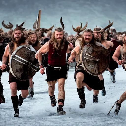 Image similar to Wild Vikings running against the camera