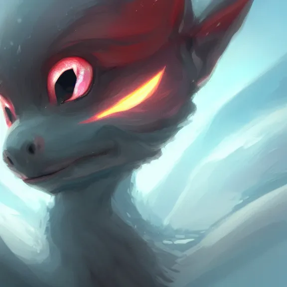 Prompt: a close up image of a cute baby dragon's head, its eyes glinting red as it looks at the camera, by sylvain sarrailh, rossdraws, ambient light, concept art, ultra detailed, fantasy artwork, 8 k, volumetric lighting, trending on artstation, award winning, very beautiful.