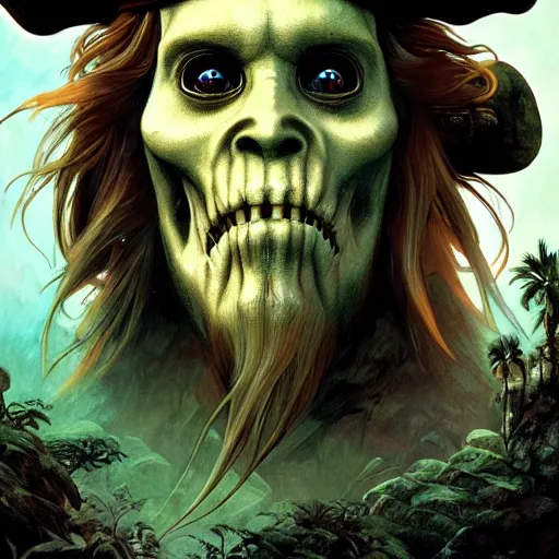 Prompt: photo of davy jones pirates of caribbean with the vladimir lenin face in the forest, highly detailed, digital painting, artstation, smooth, sharp focus, illustration, art by artgerm and greg rutkowski and alphonse mucha