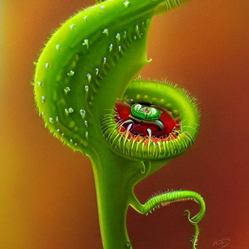 Prompt: cute anthropormorphic carniverous plants venus fly trap with big eyes and big teeth detailed painting 4 k