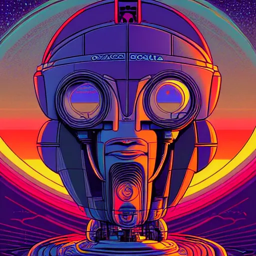 Prompt: the oracle of the ancient robots, futurism, da vinci, dan mumford, josan gonzalez