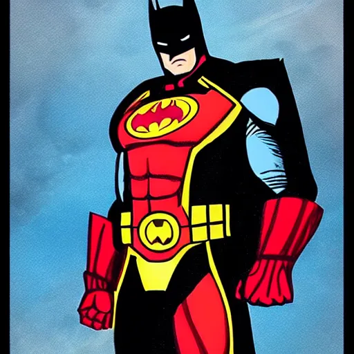 Image similar to batman from the justice league as ironman from the avengers movies