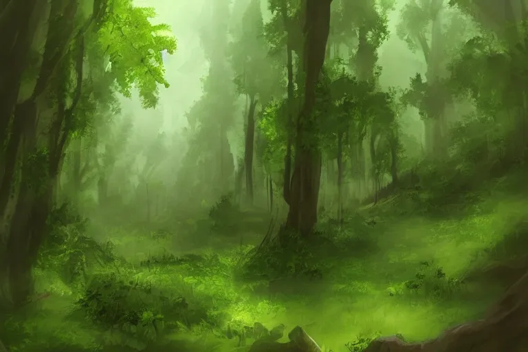 Image similar to lush green forest, concept art trending on artstation,
