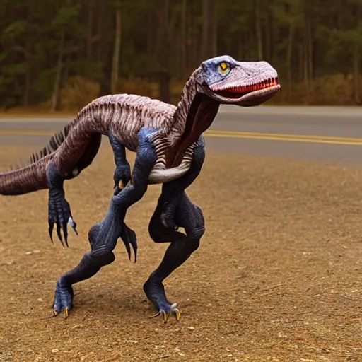 Image similar to velociraptor as a car