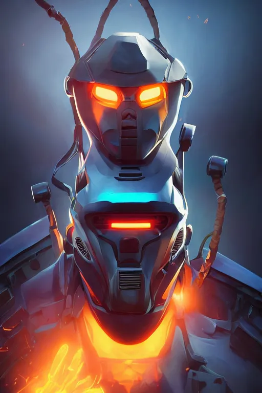 Image similar to epic mask helmet robot ninja portrait stylized as fornite style game design fanart by concept artist gervasio canda, behance hd by jesper ejsing, by rhads, makoto shinkai and lois van baarle, ilya kuvshinov, rossdraws global illumination radiating a glowing aura global illumination ray tracing hdr render in unreal engine 5