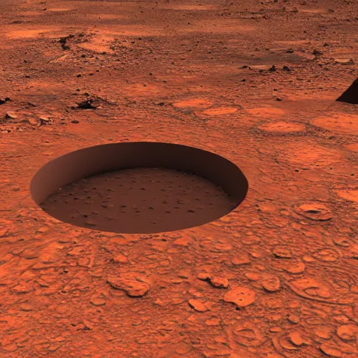 Prompt: dimensional portal on the ground on mars, photorealistic