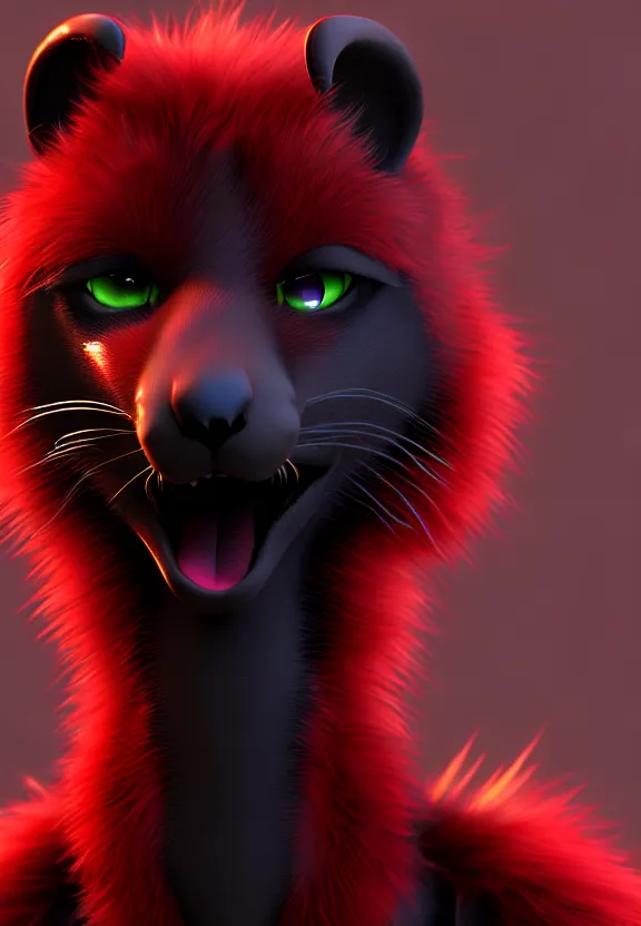 Image similar to furry - male - red - black - weasel - chaos theorist - fursona uhd ue 5 visual novel pc game expressions, photorealistic