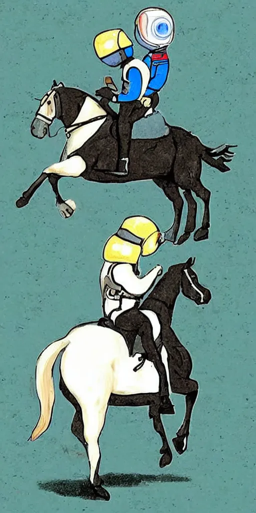 Image similar to a horse riding an astronaut.