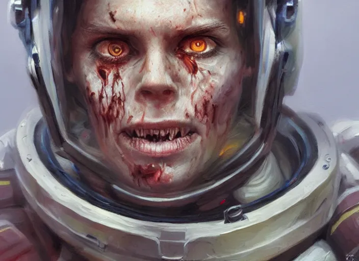 Prompt: portrait art of zombie astronaut, concept art oil painting by Jama Jurabaev, extremely detailed, brush hard, artstation