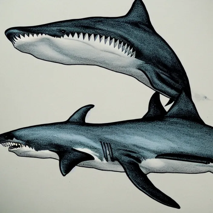Image similar to A mix between a shark and a whale, photomorph, anatomically correct artwork