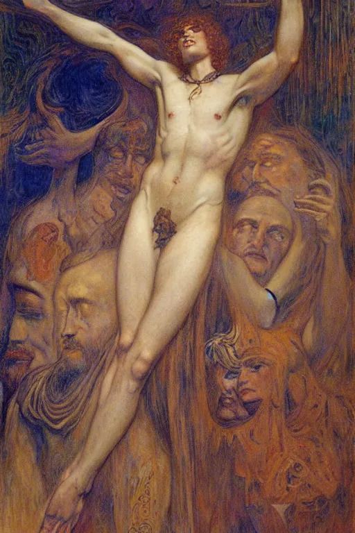 Prompt: a painting of the dreams of austin osman spare by gustav moreau, jean delville and  Gaston Bussiere