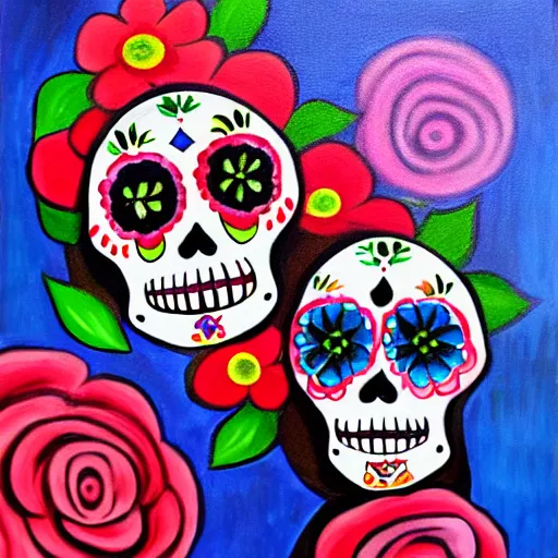 Prompt: Dia De Los Muertos, painting