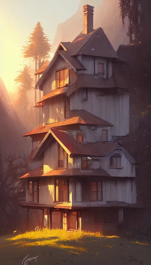 Image similar to beautiful house in big sur, details, sharp focus, illustration, by jordan grimmer and greg rutkowski, trending artstation, pixiv, digital art