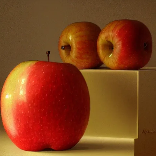 Image similar to Apofiss, still life of an apple, by Apofiss, volumetric lighting by Apofiss