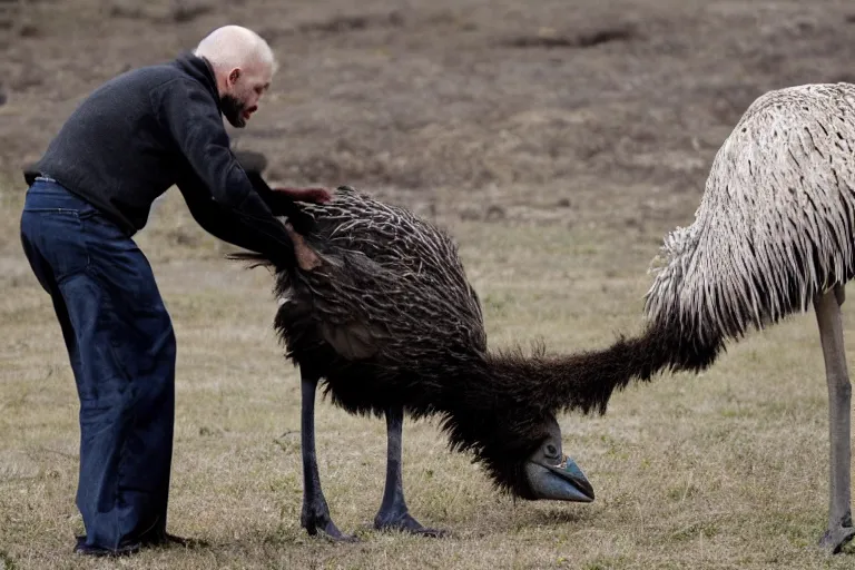 Prompt: man argues with an ostrich