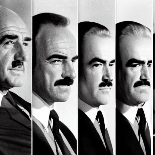 Prompt: a police lineup showing six different version ms of sean connery on a bad day
