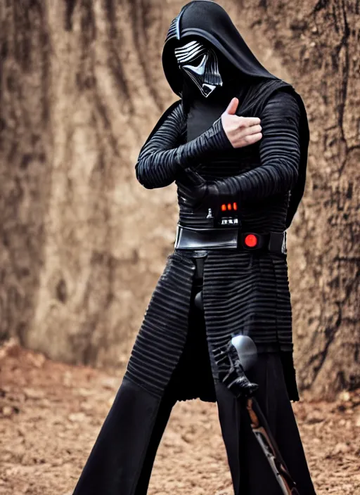 Image similar to kylo ren stylish dress fashion magazine photoshoot, professional photography, intricate clothing