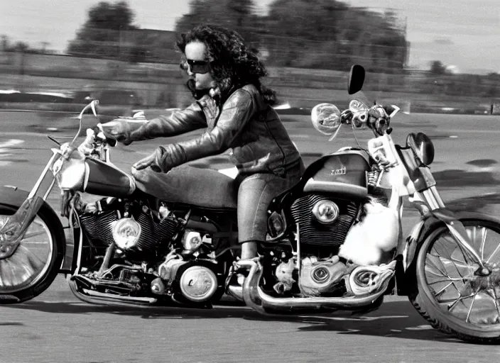 Image similar to harley - davidson shopper driving on a highway, sunny day 1 9 7 2