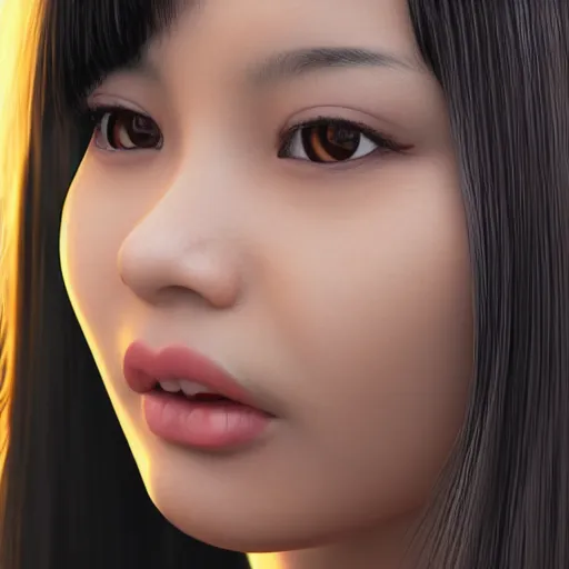 Image similar to the most beautiful asian woman in the world, in the style of julia razumova, happy expression, cute, unreal engine, octane rendering, 8 k, closeup headshot, smooth, trending on artstation, digital illustration, black hair