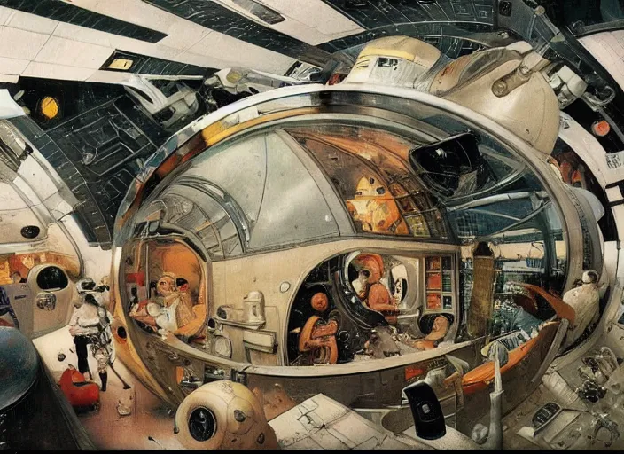 Prompt: an intricately detailed space station colony Hieronymus Bosch and Syd Mead