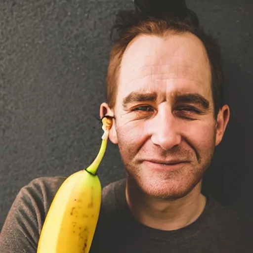 Image similar to man with a banana as a head