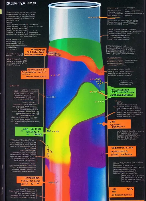 Image similar to page of a biology textbook showing the anatomy of a lava lamp.