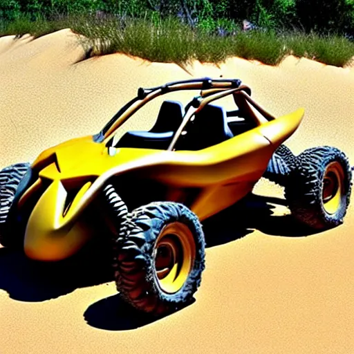 Image similar to a dune buggy that looks like an ankylosaurus