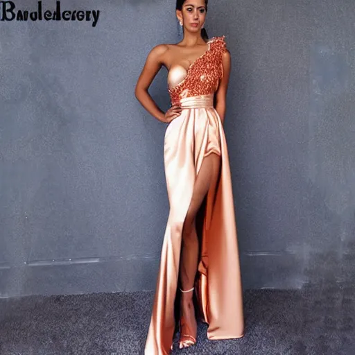 Prompt: Long Dress Women One Shoulder Party Maxi Dress Soft Satin Sexy Slit Evening Dress