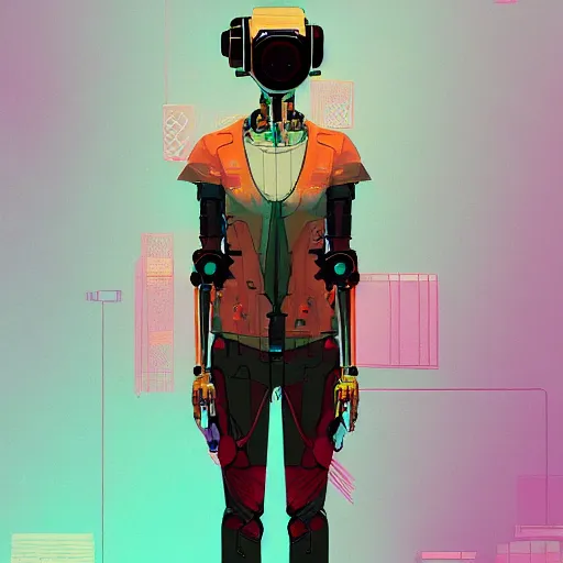 Image similar to a cyberpunk mannequin by victo ngai trending on artstation