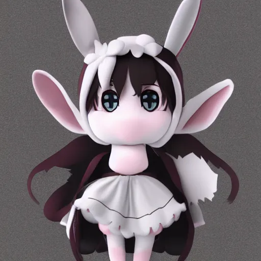 Image similar to cute fumo plush bunny girl, floppy ears, gothic maiden, alert, furry anime, vray, asymmetry rule of thirds