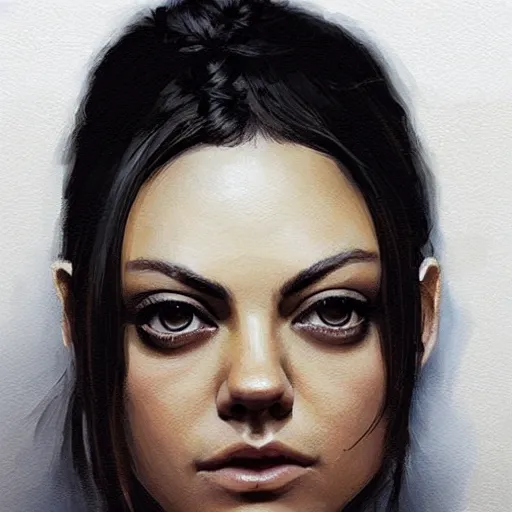 Image similar to “ portrait of mila kunis by greg rutkowski, young, attractive, highly detailed portrait, scifi, digital painting, artstation, concept art, smooth, sharp foccus ilustration, artstation hq ”