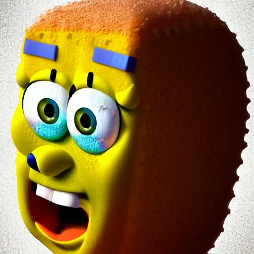 Image similar to realistic sponge bob as human face highly detailed, intricate, sharp focus, digital art, 8 k