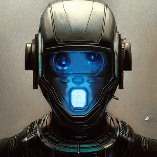 Image similar to robot as a realistic scifi cyberpunk knight, closeup portrait art by donato giancola and greg rutkowski, vintage retro scifi, realistic face, digital art, trending on artstation, symmetry!!!