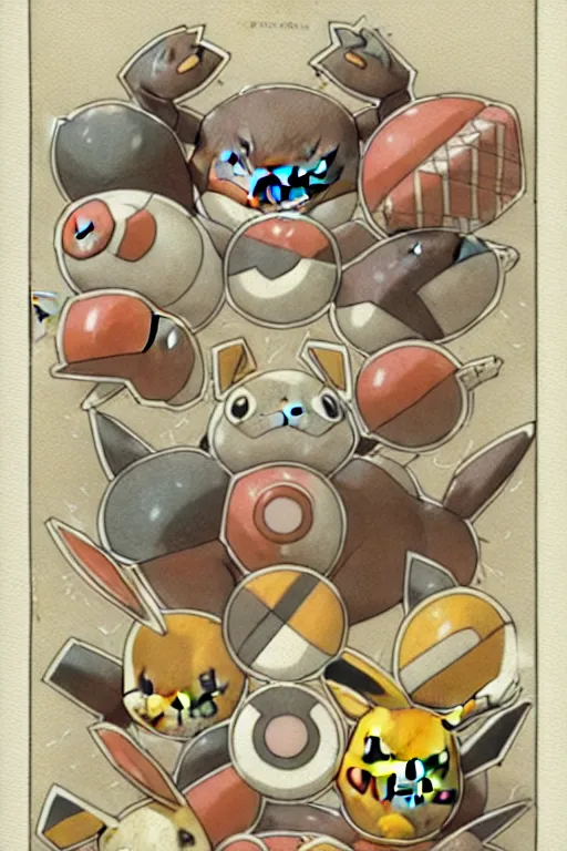 Prompt: design, symmetry, fastfood pokemon, borders, lines, decorations, muted colors, by jean - baptiste monge