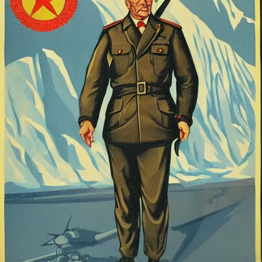 Prompt: communist propaganda poster portraying Ronald Reagan wearing a soviet officer uniform, 8k, very intricate, very detailed, inspiring,